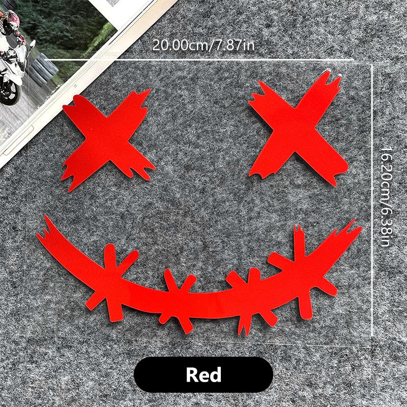 

Водонепроницаемые светоотражающие наклейки для мотоциклетного шлема, наклейка с улыбающимся лицом демона, украшение кузова автомобиля, наклейка на автомобиль, лазер красный