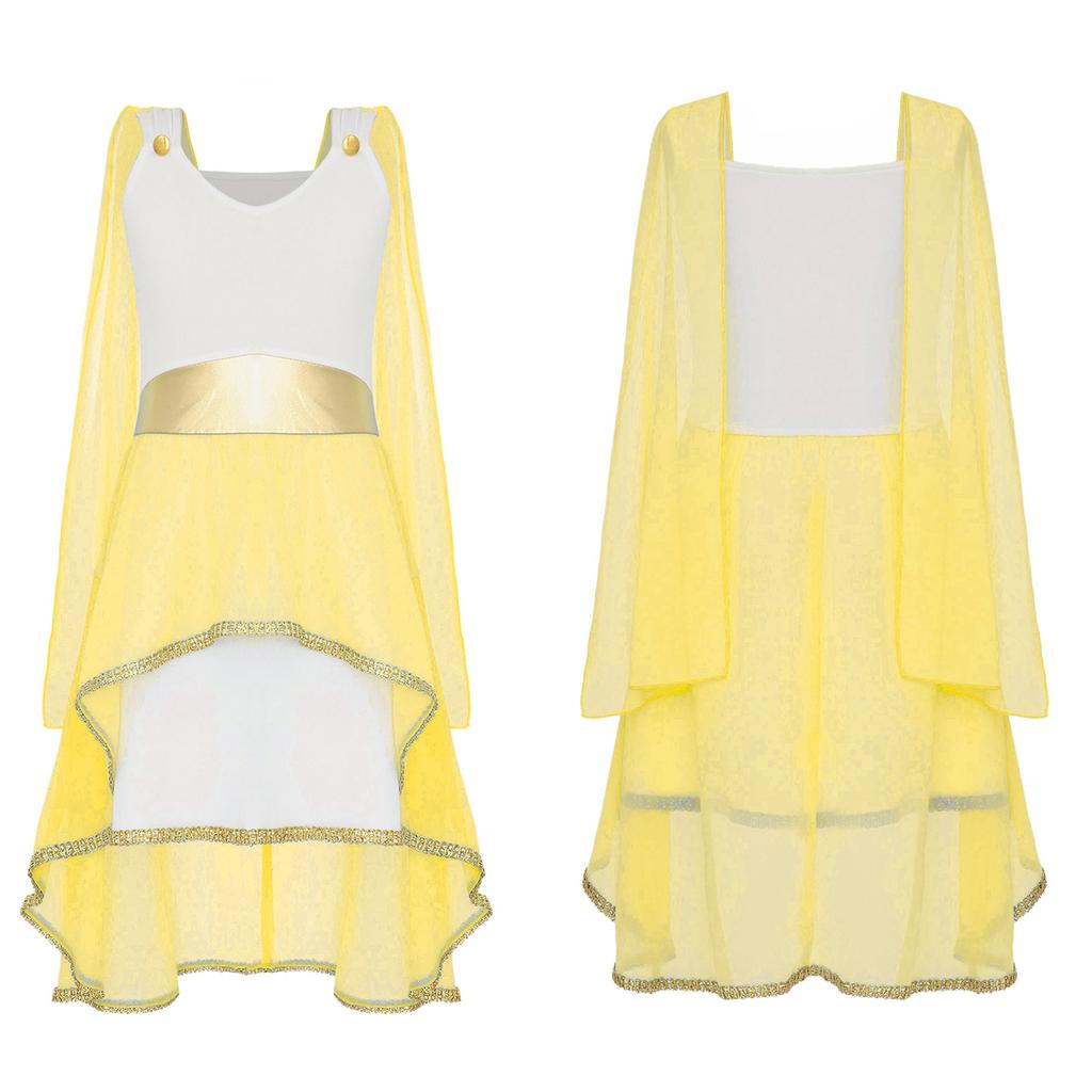 Kostium greckiej togi dla dziewczynki Bezrękawa asymetryczna zwiewna sukienka Starorzymska bogini Halloween Cosplay suknia