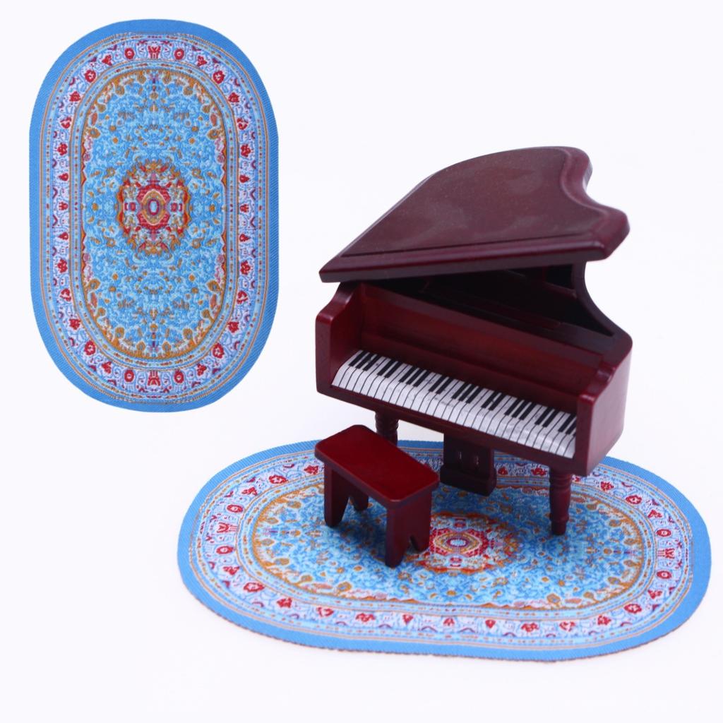 Doll House Mini Floor Decoration Carpet Small Cloth Miniature Living Room Scene Oval Woven Floor Mat