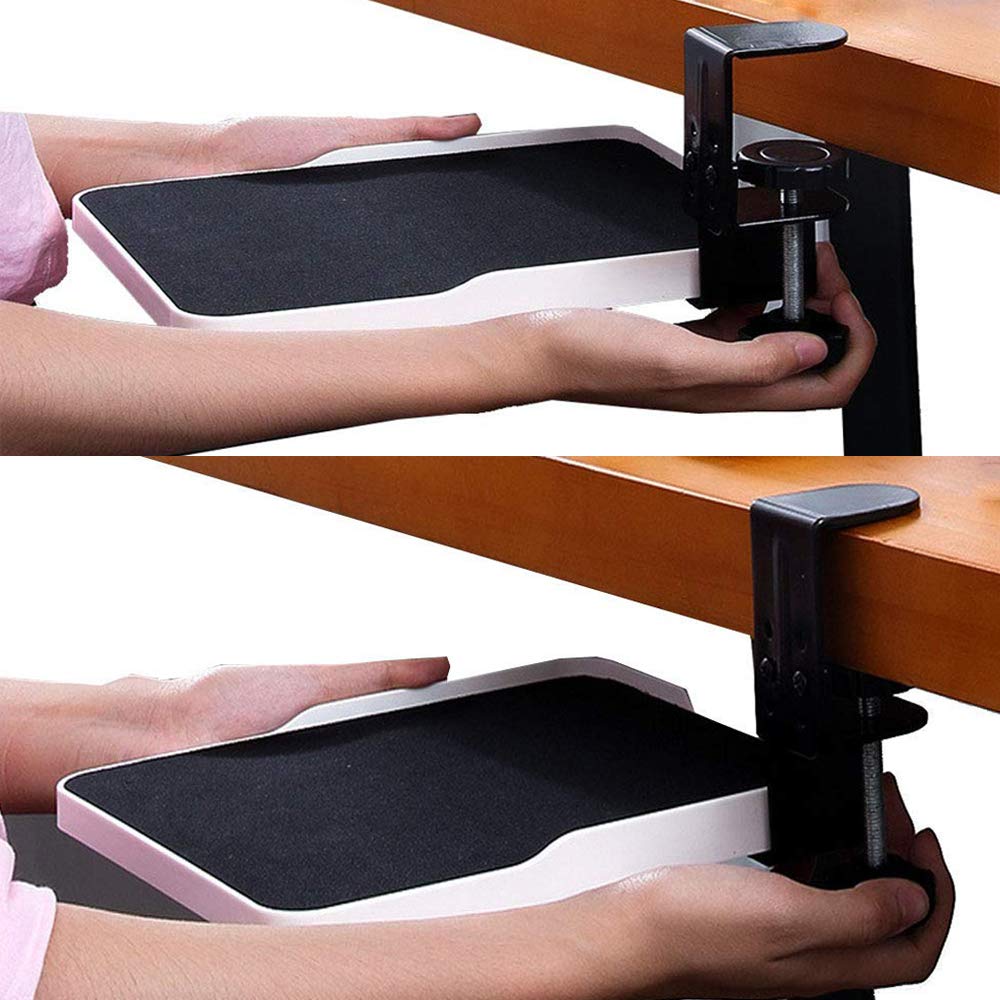 FUGEST Slider Mouse Table Armrest Clamp Type Hard Plastic (Black)