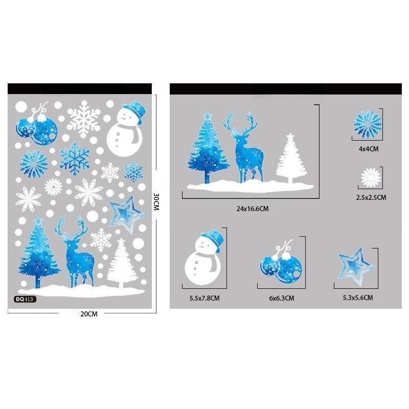 1 folha de adesivos de vidro estáticos de floco de neve, decoração de feliz Natal, decoração para casa, adesivos de janela de floco de neve, papel de parede de ano novo