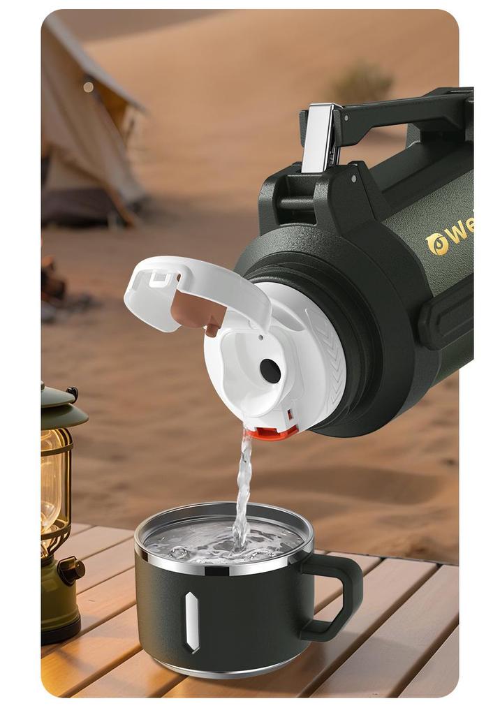 Large Capacity 304 Stainless Steel Insulated Travel Kettle with Tea Infuser for Outdoor and Construction Site Use