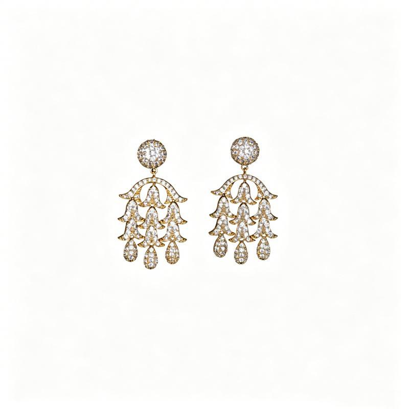 Elegant Trumpet Flower Zircon Earrings: High-Quality S925 Silver Needle, Versatile Medium-Length Design for Women