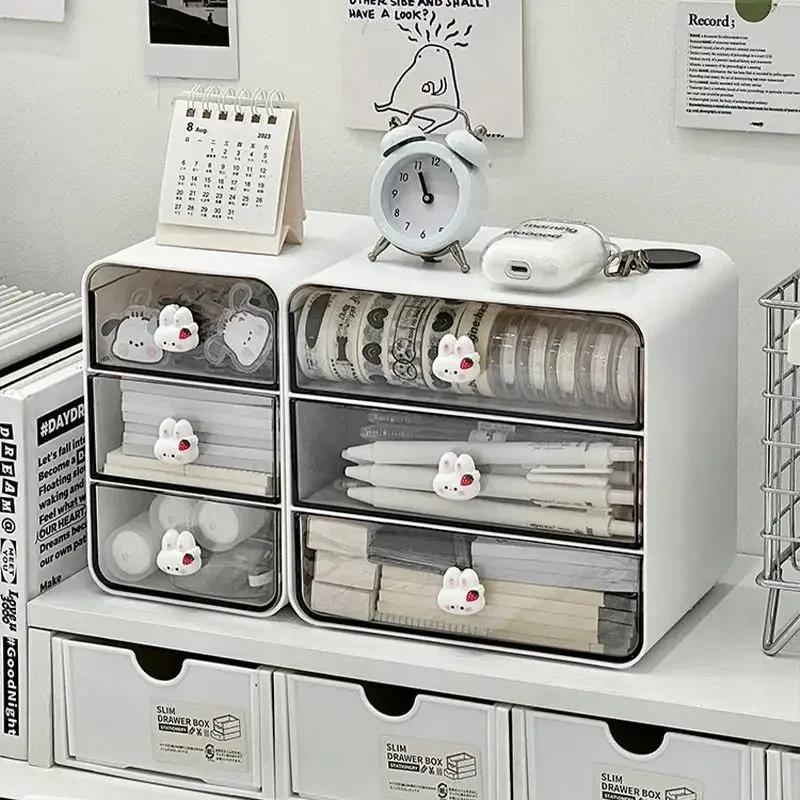 Caja de Cajones de Escritorio Multicapa Portalápices de Escritorio Estante de Almacenamiento para Accesorios del Cabello Caja de Almacenamiento para Cosméticos y Papelería Hogar Escuela