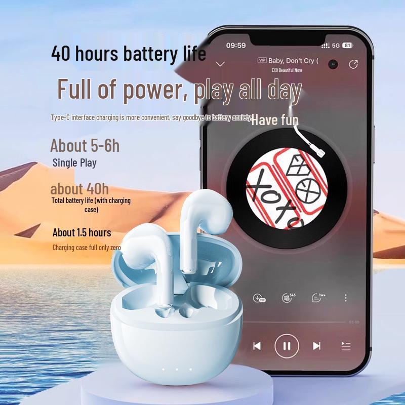 HQ 2025 Top Sound, Low Latency Wireless Earphones with Long Battery Life