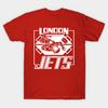 Men Black Print T-shirt London Jets Zero Gravity Football No-Cut Transfer Paper Print Cotton Tshirt