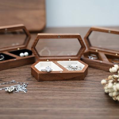 Wooden Small Jewelry Box Portable Mini Travel Ring Earrings Delicate Jewelry Storage Commodity