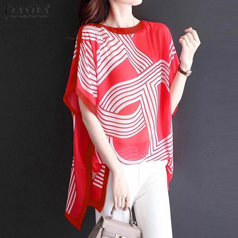 

ZANZEA Women Casual O-neck Dolman Sleeve Print Blouse