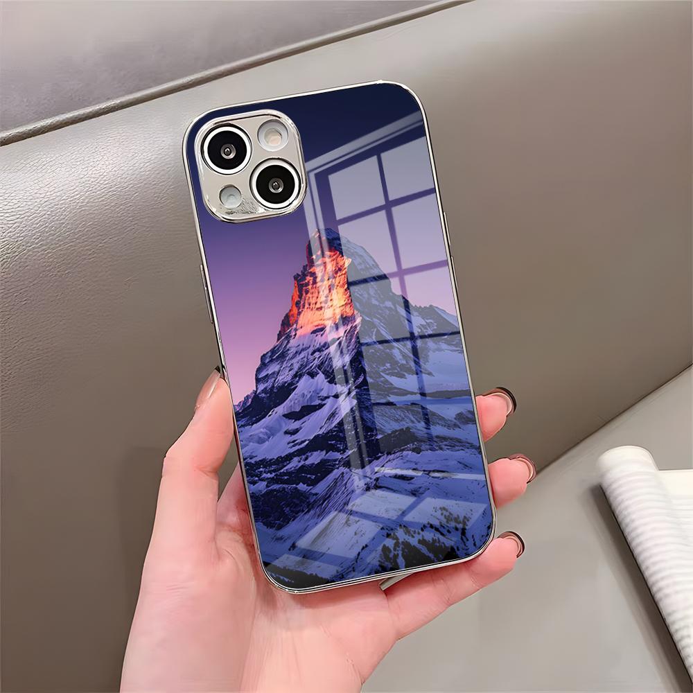 Everest Mountain Phone Case For IPhone 17 Pro Max 15 Pro 16 14 Plus 12 13 Mini 11 Pro Shockproof Electroplated Glass Cover
