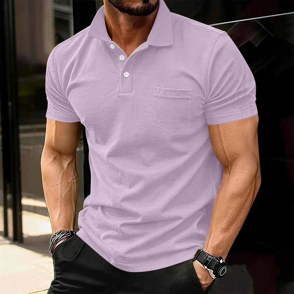 Men's Fashion Shirts Short Sleeve Casual Cotton Golf Shirts Moisture Wicking Shirt With Pocket