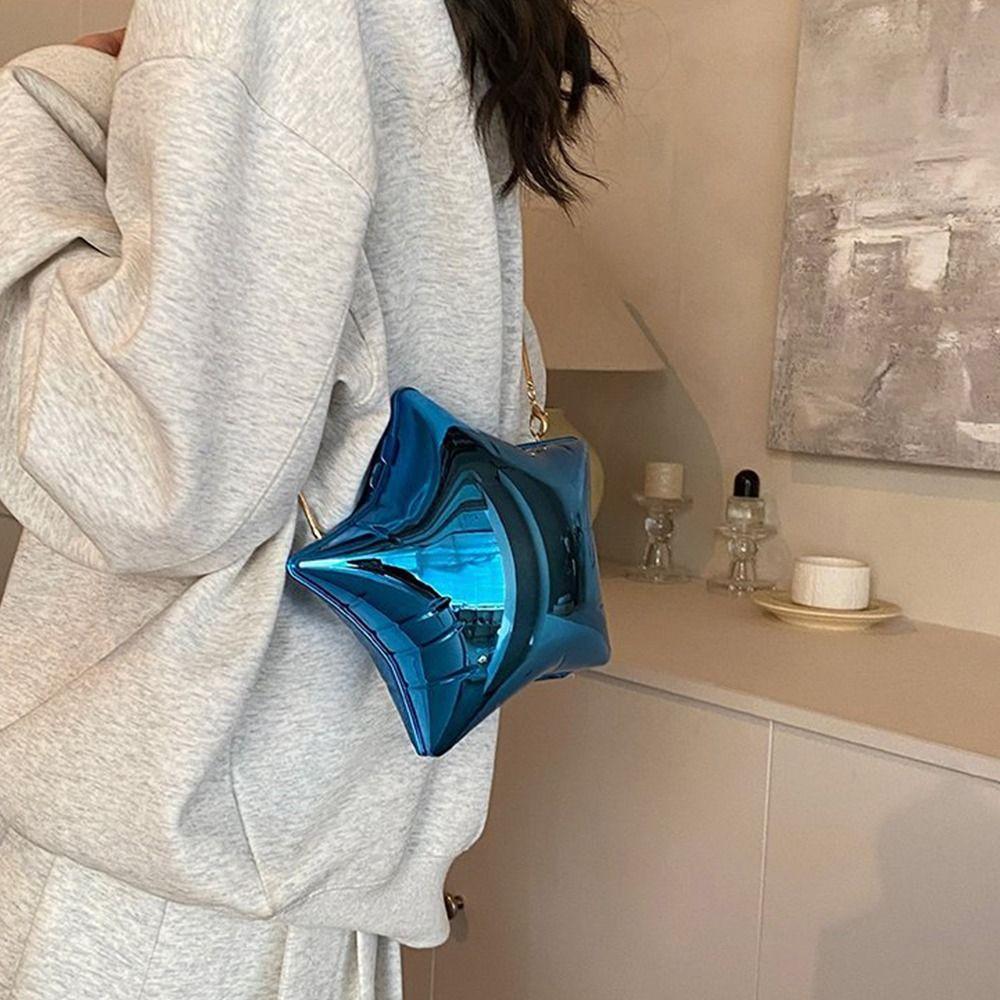 Korean Style Banquet Chain Bag Silver Funny Party Bag Retro Bright Star Shoulder Bag Gift