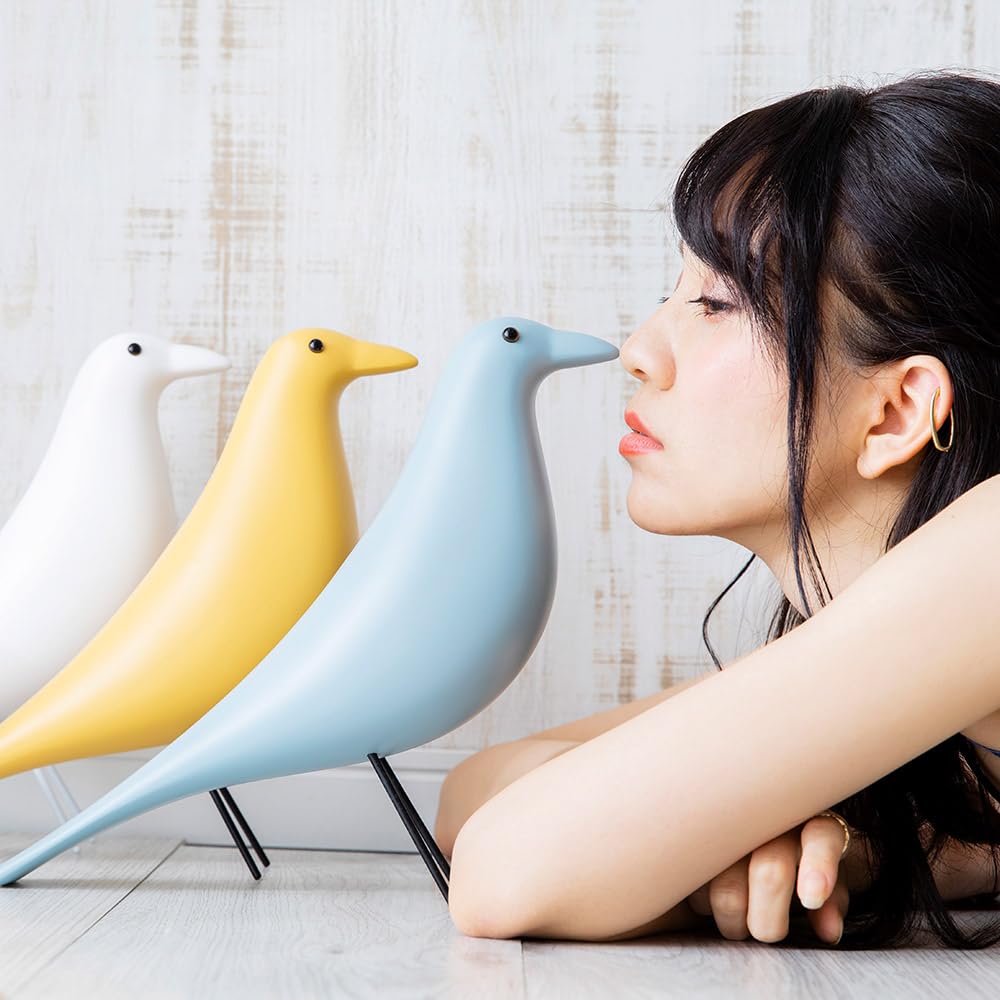 House Bird House Bird Ornament Figurine Housewarming Gift Eames Bird Scandinavian Modern Interior Stylish Designer Natural Wood Black White Natural