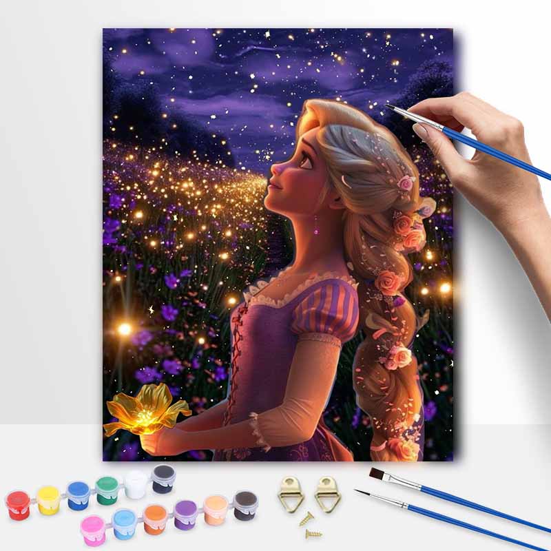 Disney Oil Painting Kit Canvas Magical Night DIY Home Decor Gift Kit for Art Lovers