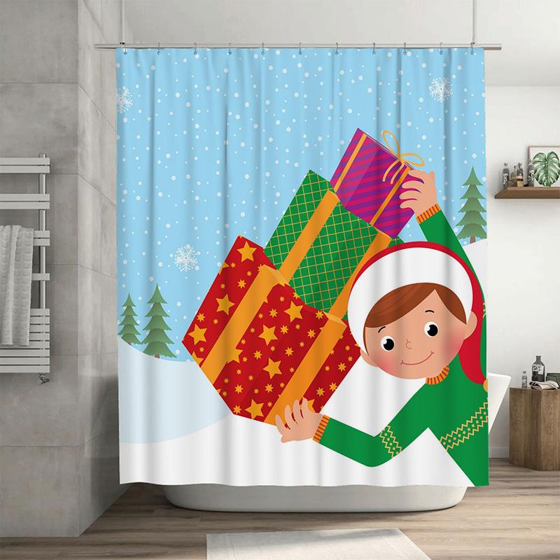 

TU Christmas Shower Curtain Festive Holiday Decor Waterproof Bathroom Set Merry Xmas Pattern Backdrop Holiday Home Decoration Fe 90x180cm35x71in
