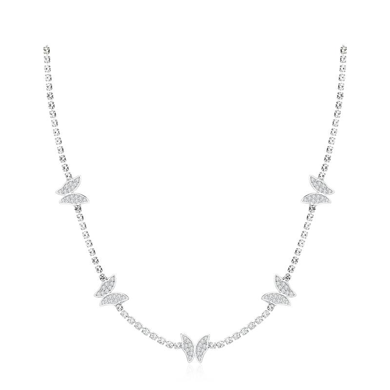 Barbie crystal necklace Flashing butterfly pendant, sweet and high-end clavicle chain, niche Korean exquisite student versatile necklace TX2402001A