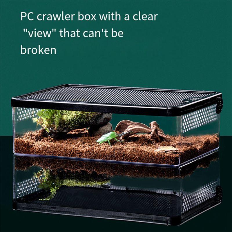 M-Modern-Transparent Reptile Feeding Box Amphibian Insect Reptile Breeding Box Ventilation Hatching Container Reptile Breedingbo