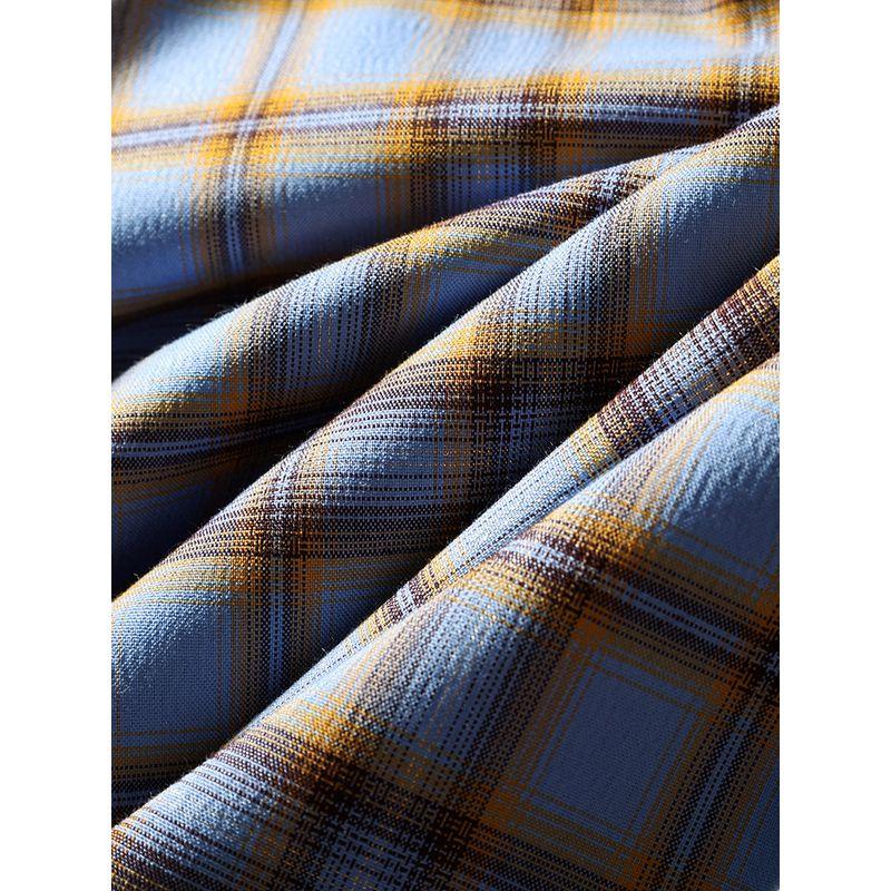 Japanese-Style Retro Profile Gingham Shirt Men's Long Sleeves Spring and Autumn Coat Export Export Men's Clothing Casual Checked Shirt