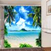Seaside Sea Beach Sea Wave Coconut Tree Shower Curtains Bathroom Curtain Fabric Waterproof Polyester Bath Curtain With Hooks