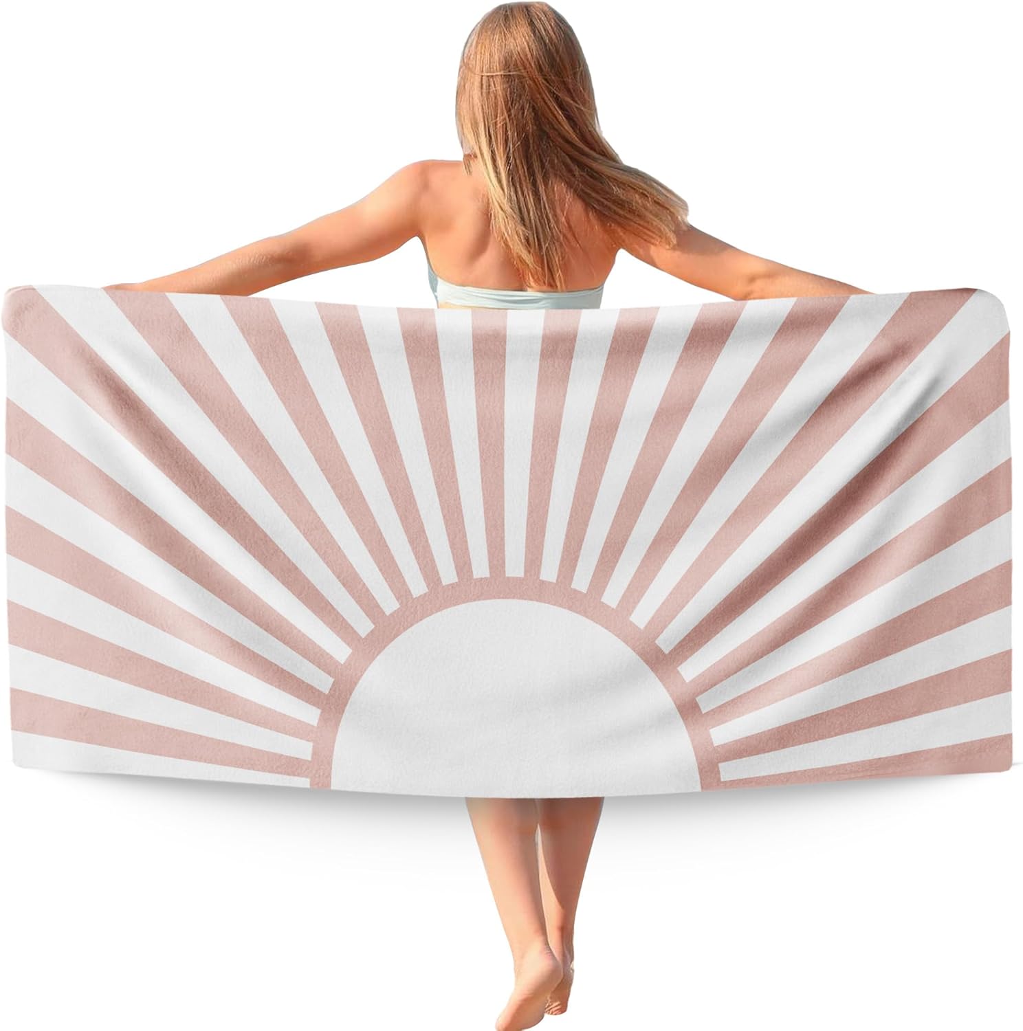 

Boho Colorful Sun Sunshine Beach Towel, Sunrise Sunset Microfiber Beach Towels Oversized for Bathroom,Boho Quick Dry Travel Sand W30*H60(CM)