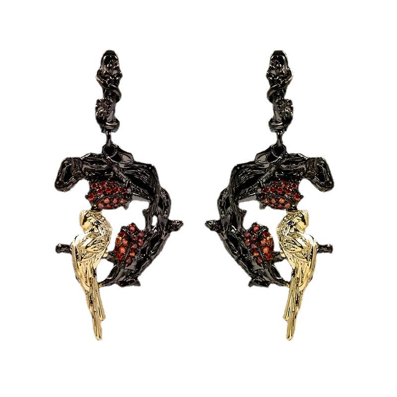 

Оригинальный дизайн Растительные животные Попугай Капля Серьги для женщин Модные вольфрамовые серьги