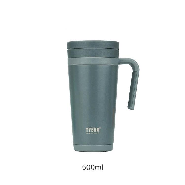 TYESO 500ml Business Thermos Cups Stainless Steel Tapered Tea Separation Vaccum Water Bottle with Handle Office Tea Cup for Men 500ml темно-серого