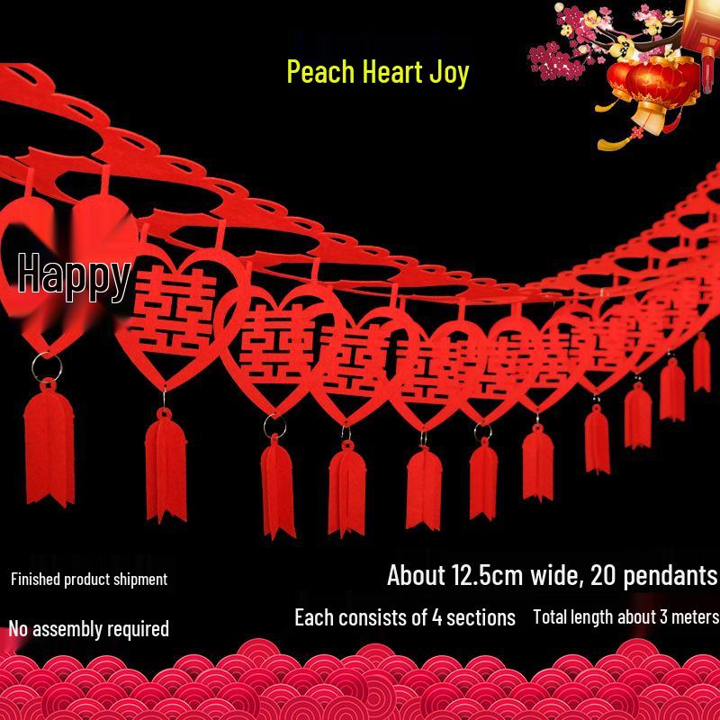 Creative Non-woven  Xi  Character Garland for Wedding & Home Decor