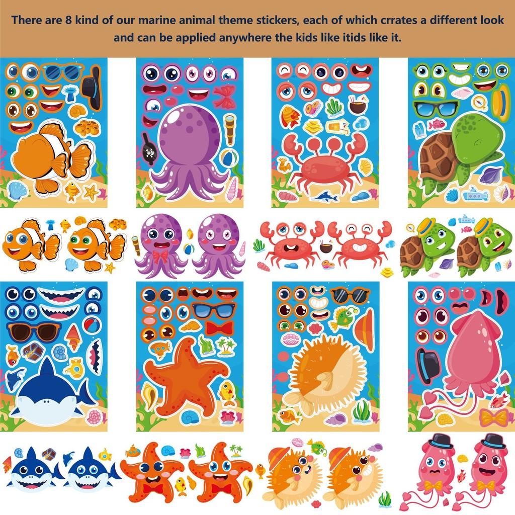 Adorable Ocean Animal Kids Cartoon Interactive Puzzle Diy Sticker Set For Family Fun