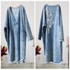 Johnature Women Vintage Embroidery Floral Coats V-Neck Long Sleeve Patchwork Pockets Autumn Women Coats