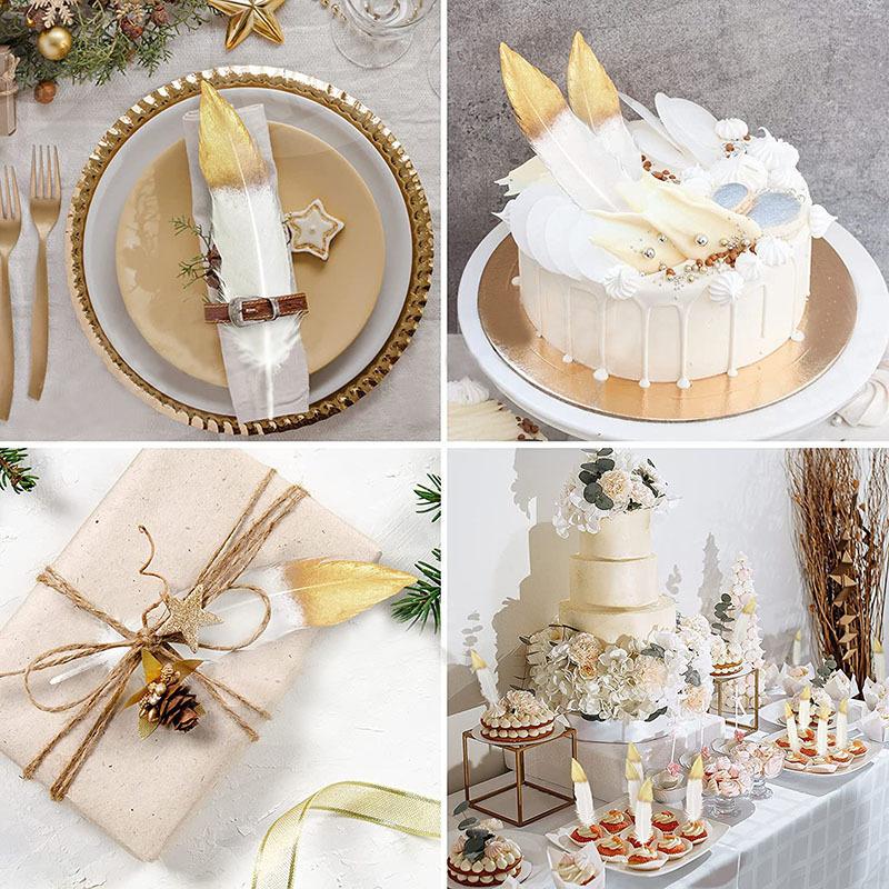 12-18Cm Spray Gold Feather Natural Goose Turkey Feather Wedding Party Gift Box Cake Decoration Balloon Filler D