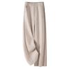 Women's 2024 Khaki Wool Blend Loose Fit Slimming Wide Leg Pants for Autumn and Winter