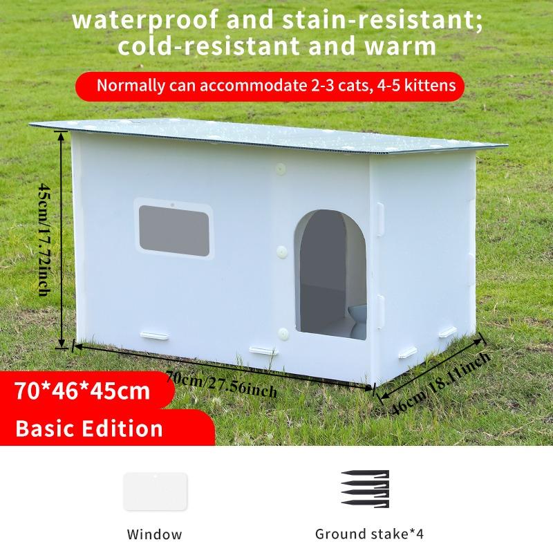 

All-Season Elevated Outdoor Cat House High-Rise Pet Shelter with Rainproof Plastic Roof,Spacious Interior for Small/Medium Cats
