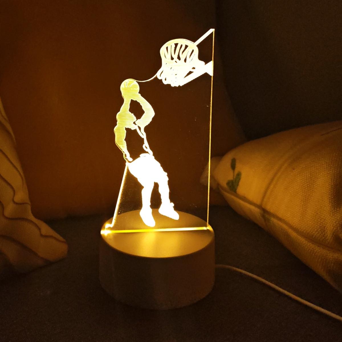

3D Креативный Спортивный Ночник Баскетбол, Украшение для Спальни Гостиной, Настольный Декоративный Светильник WHITE жёлтый