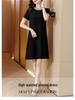 Elegant Plus Size Silk Midi Dress – Short Sleeve Round Neck for Stylish Mothers