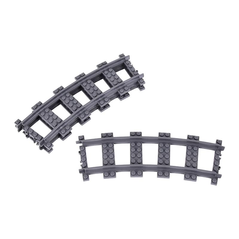 MOC City Block Switch Cross Forked Curved Rails Construction Brick Train Rail Curve Tracks R56 R72 R88 R104 Creative DIY Toy