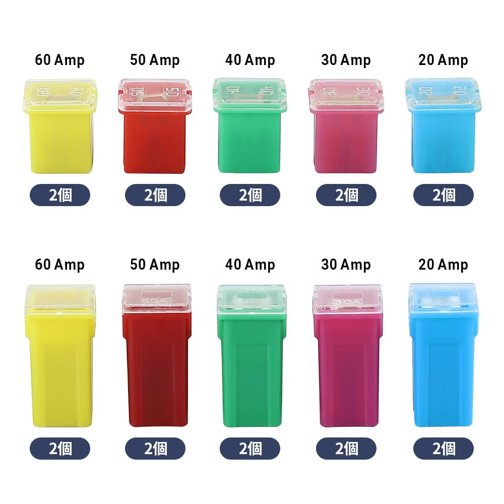 Glvaner Car Fuse, Block Type, Auto Link, Slow Blows, 5 Types, Set of 20,