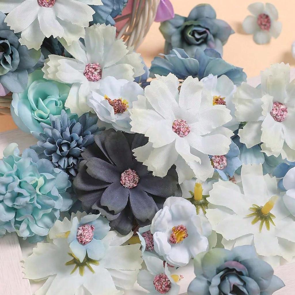 80Pcs Artificial Flower Heads 25-43mm for Craft Wedding Bouquets Flower Arrangements Cake Decoration Hair Accessories