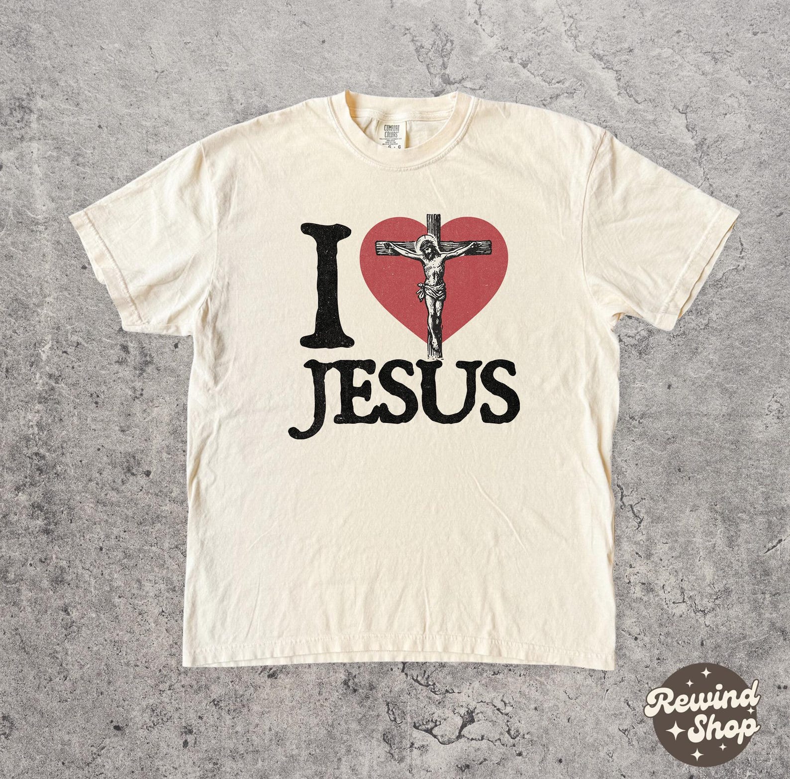 I Love Jesus Tshirt, Comfort Colors Vintage Christian Tee, Retro Faith Graphic Tee S