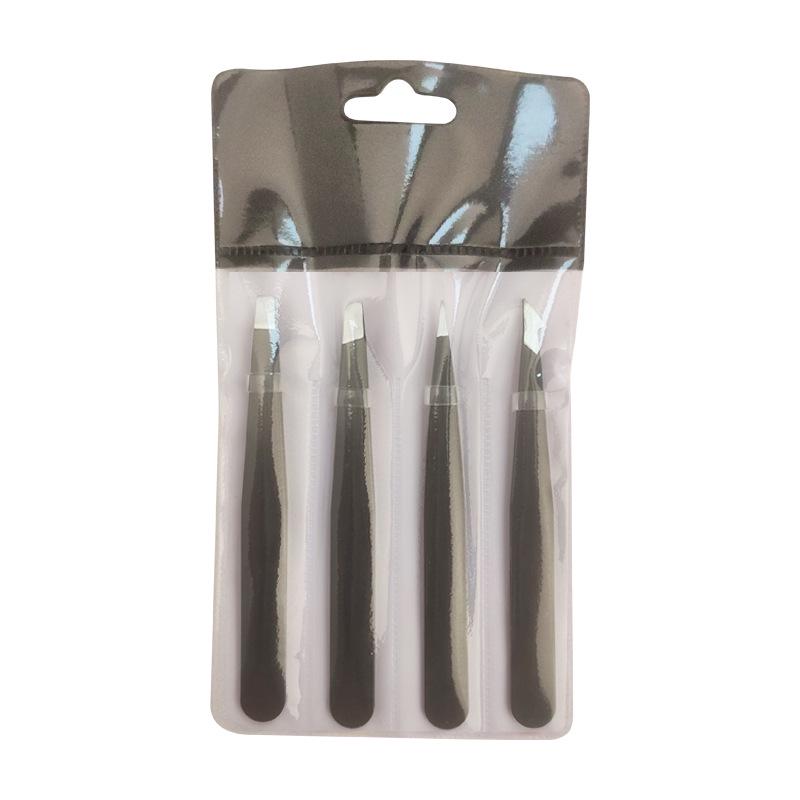 4-teiliges Augenbrauen- und Wimpernpflegeset: Sprühfarbe Augenbrauenklammern, Zupfpinzette, Trimminstrument, Edelstahl, Neuer Falsche Wimpern-Assistent.