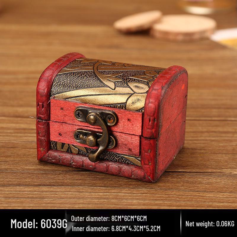 Chinesische Retro 8cm Holzschmuckschatulle - Vintage Klassisch Antik Kleine Schachtel