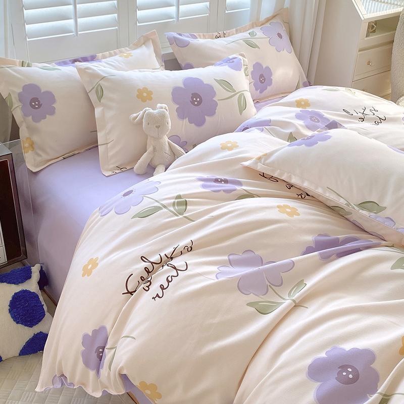 Bed Sheet Bedding Four-piece Set Thickened Brushed Quilt Cover Bed Dormitory Bedding Quilt Cover