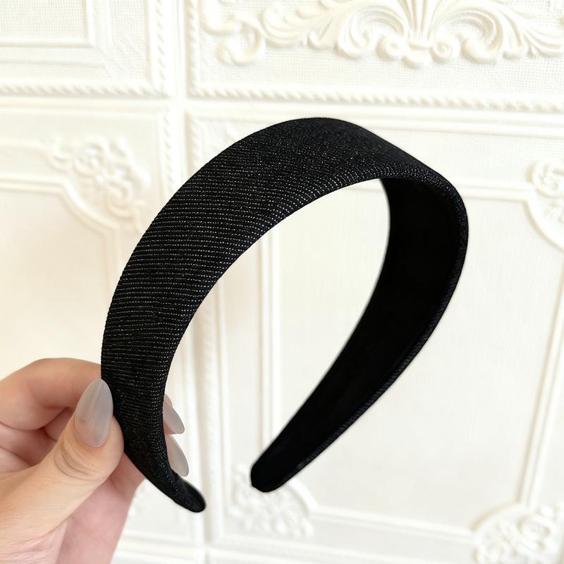 Korean Dongdaemun Retro Denim Wide-Brim Headband Solid Hair Clip Stylish Women's Versatile Accessory