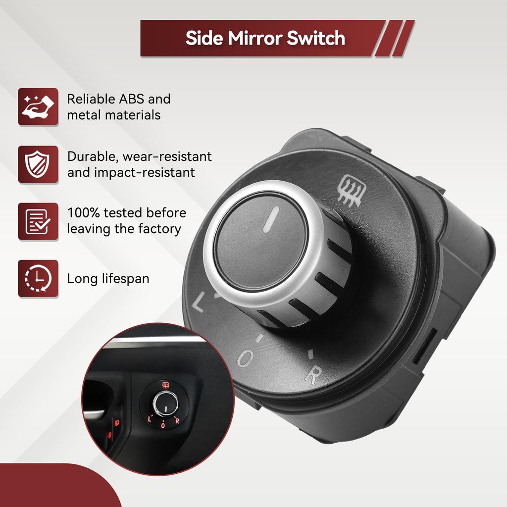 Electric Rearview Wing Mirror Adjuster Knob Switch Chrome Button for Volkswagen Polo 6R 6C 2011-2017 #6RD 959 565B 6RD959565B