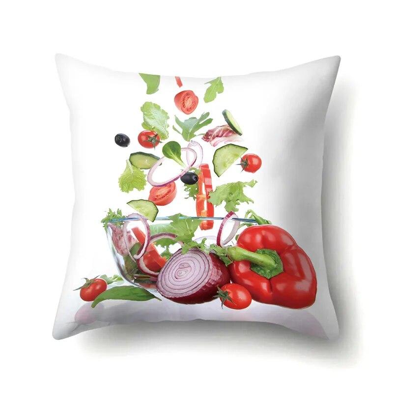 Cooking Food Pillowcase Cartoon Pattern  Lumbar Pillow Sofa   Cushion
