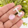 Pink Cat's Eye Gemstone 925 Solid Silver Handmade Men's Jewelry Cufflinks 0.59" CL-2-28
