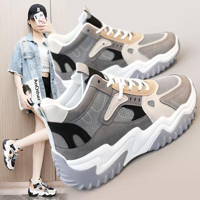 Shy02 Nova Combinação de Cores Moda Sapatos Casuais Outono Versátil Respirável Tênis Chunky Sola Que Aumenta a Altura Estudante Estilo Coreano