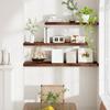 2Pcs/Set Wooden Floating Shelves Wall Mounted Storage Display Shelves Rustic Floating Wall Shelves for Bathroom Bedroom Living Room Kitchen Decor