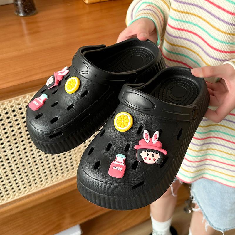 Summer New Couple Beach Sandals Breathable Hole Shoes Thick Sole Hollow Outer Slippers Women