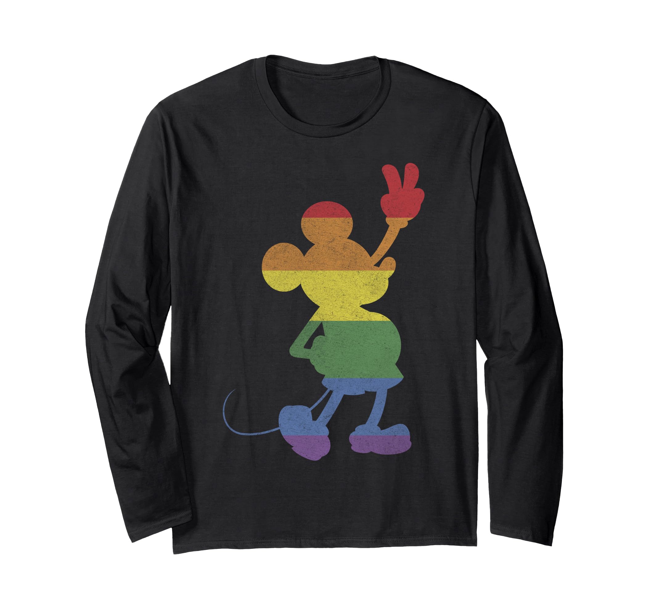 Disney Mickey And Friends Rainbow Stripe Mickey Long-Sleeve T-Shirt