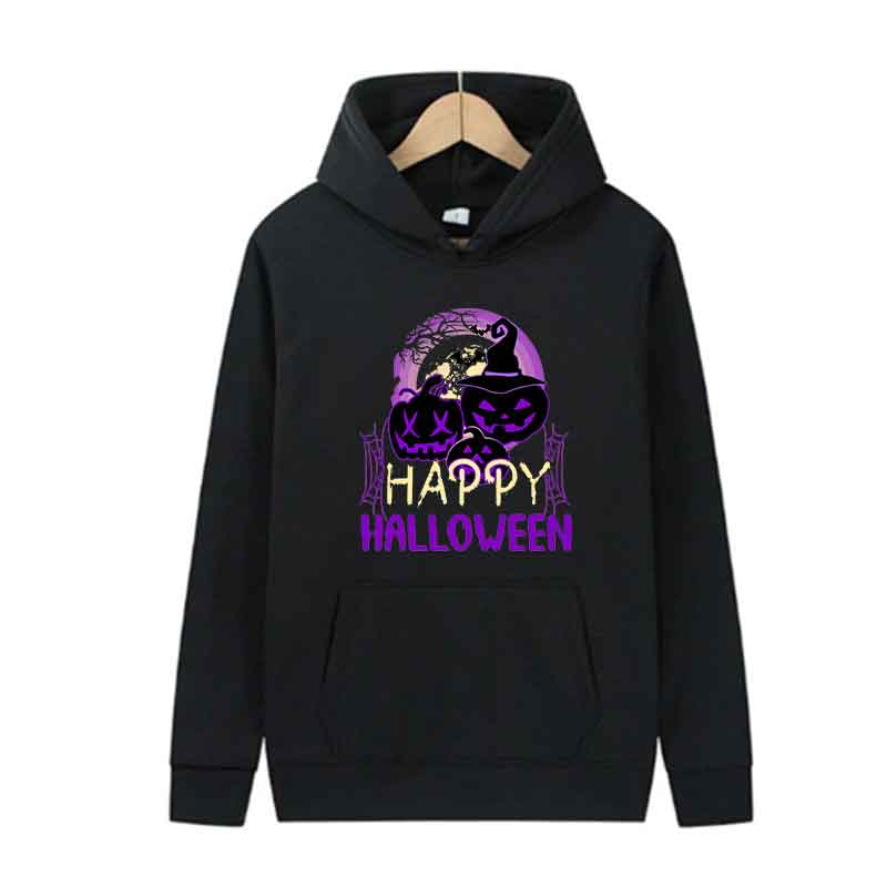Men Long Sleeve Hoodie Christmas Black Pumpkin Print Autumn Casual Fashion Pullover Street Trend Hooded Sweatshirt Creative Tops