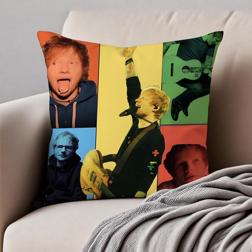 Lyrical  Down to earth POP Singer EEd Sheeran Cushion Cover Pillowcase Antidustmite Invisible Zipper Short Plush Sofa Cushion